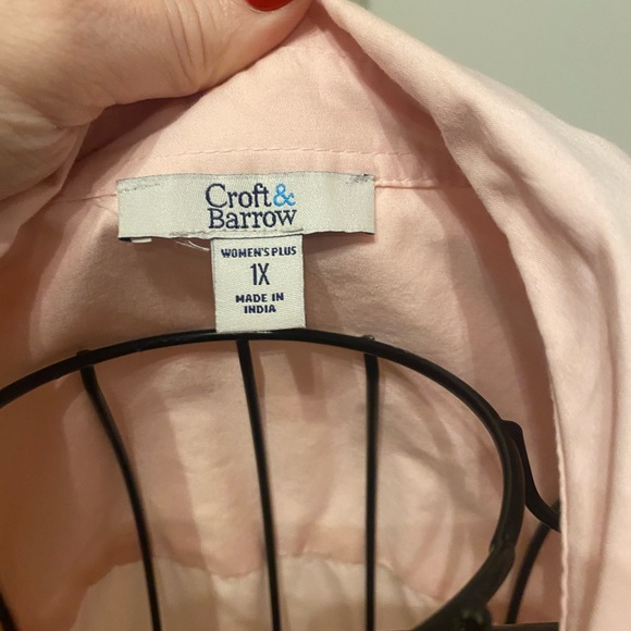 Soft pink button up blouse with 3/4 sleeves. Size 1XL - Picture 4 of 7